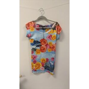 Patricia Field Rare Women Xxl Graphic Bodycon Dress Cityscape Print Nyc Rose‎